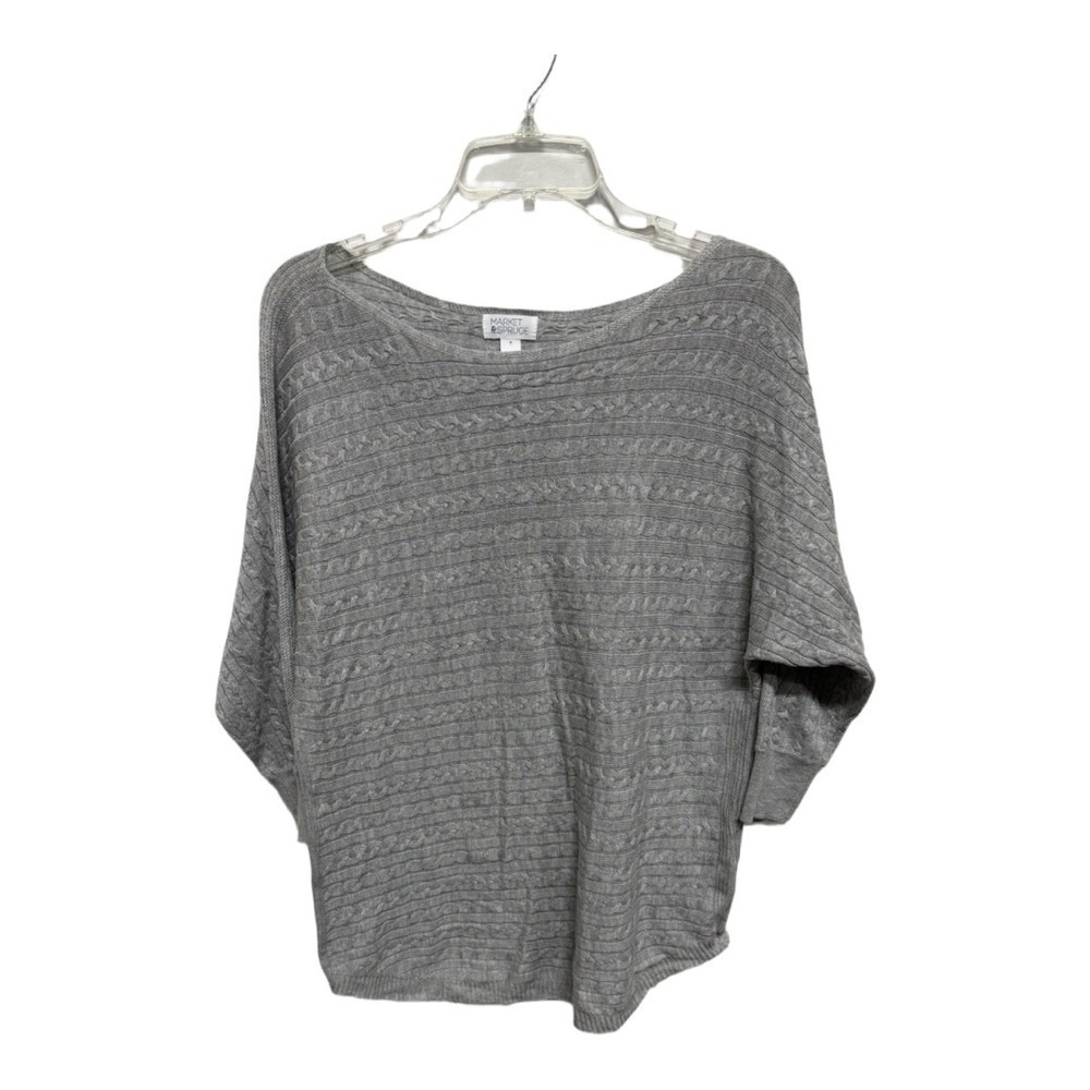 Market & Spruce Gray Knit Light Weight Sweater Size Medium Cashmere Silk Blend - Picture 1 of 6